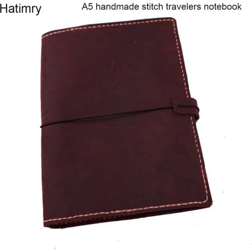 A5 geuine leather travelers handmade stitch notebook diary caderno agenda book caderno escolar defter journal vintage notebook