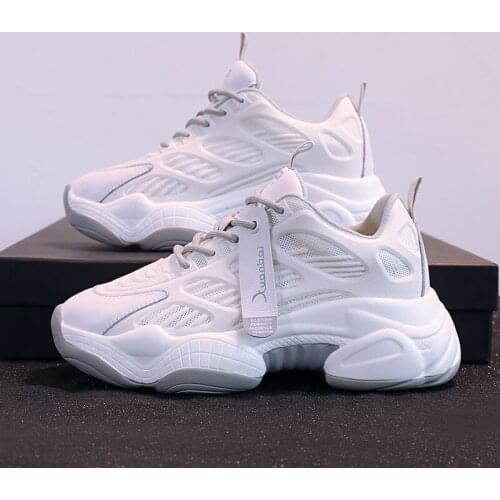 High Quality Sneakers for Girls Summer Breather Mesh Shoes Light Flats Internal Increase Thick-soled Casual Sports Shoes Women