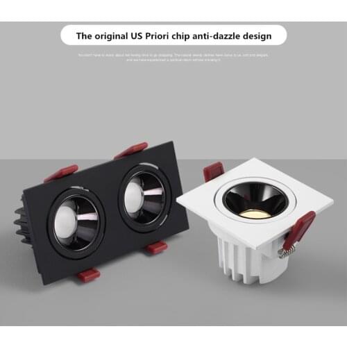 Square Dimmable Recessed COB LED Downlights 7W10W 2X7W 2X10W LED Ceiling Lamps AC85-265V LED Ceiling Spot Lights Indoor Lighting