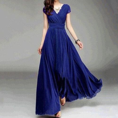 Summer Boho Women Short Sleeve Dress Plus Size Solid Color Casual Beach Oversized Party V Neck Maxi Dress Sexy Womens Dresses