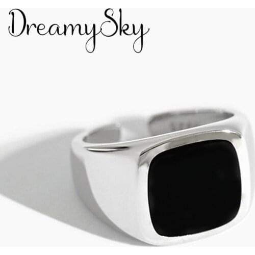 New Charming Open Black Square Ring for Women Vintage Boho Party Rings Gothic Punk Jewelry Gifts for Girls 2021