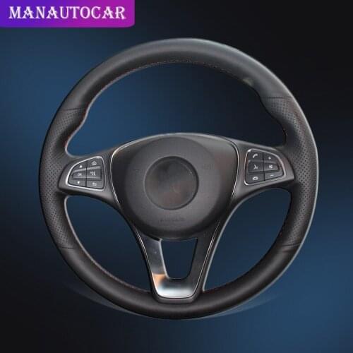 Car Braid On The Steering Wheel Cover for Mercedes Benz C180 C200 C260 C300 B200 Auto Steering Wheel Cover Interior Car-styling