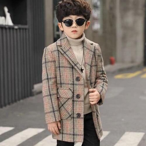 New Arrivals Autumn Winter Boys Hoodies Coat For 5-14 Year Toddler Kids Long Sleeve Plaid Casual Tops Outwear Coats Two Colors
