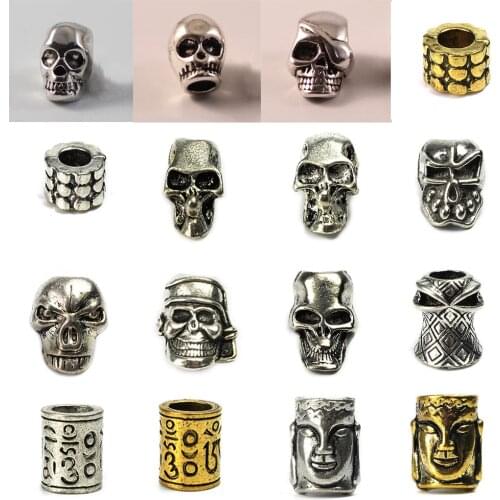 2 Pcs 3cm~4cm Alloy Metal Paracord Beads Charms Skull Paracord Bracelet Survival Knife Lanyards DIY Pendant Buckle Accessories