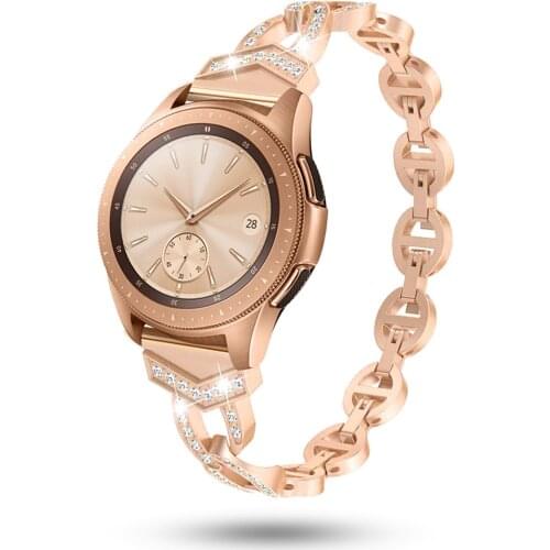Women Diamond Strap for Samsung Galaxy Watch 42/46mm/Active 2 1 Band for Samsung Gear S3 Quick Release Bracelet Metal Wrist Belt