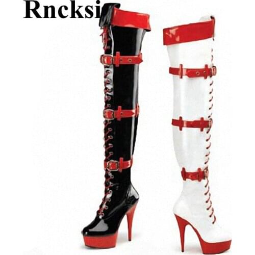 Rncksi Women Party 15cm High Heels Night Club Over The Knee Boots Platform Shoes Pole Dancing Shoes Pole Dance Hight Heels Boots