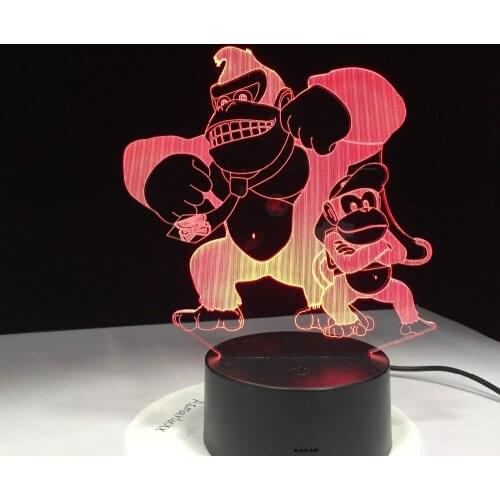 Monkey 3D Led Desk Lamp 7 Colors Change Home Atmosphere Decor Animal Lighting Fixture Kids Birthday Gift Night Light Drop Ship