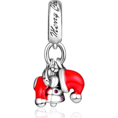 Silver Festive Stocking,Hat,Tree Fandola CKK 925 Sterling Fits Original Silver Pandora Bracelet Jewelry Making Berry Red Enamel