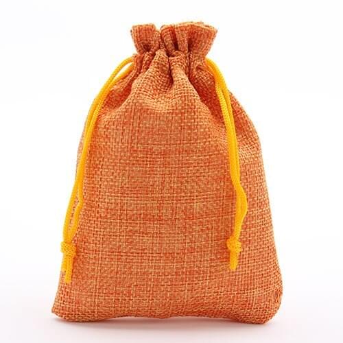 LOULEUR 10pcs/lot Orange Fabric Jewelry Bag Packing 10*14cm Burlap Jewelry Gift Candy Drawstring Hessian Wedding Gift Bag