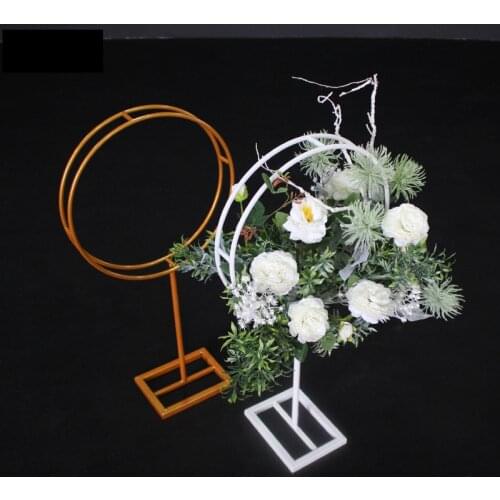 Wedding Background Wrought Iron Round Flowre Stand Wedding T Station Road Lead Stage Metal Bracket Flower Arrangement Decoration