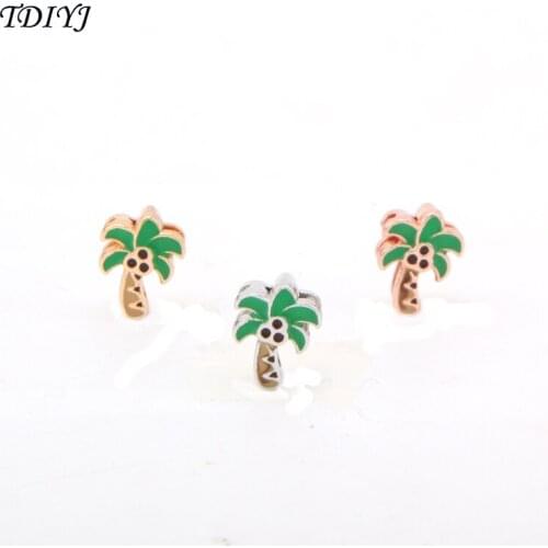 TDIYJ Fashion Planet Keepering Summer Beach Coconut Tree Keeper Charms for Mesh Keeper Bracelet for Women Jewelry 6pcs