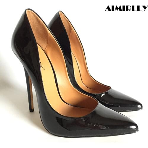 Womens Classic Pointed Toe High Heels Pumps Sky High Heel Patent Leather Sexy Ladies Party Clubwear Footwear Slip On