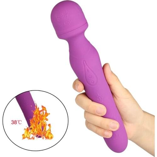 Heating 10 Frequency Vibrating AV Wand Vibrator Nipple Clitoris Stimulation G-Spot Vagina Massager AV Vibrator Sex Toy for Women