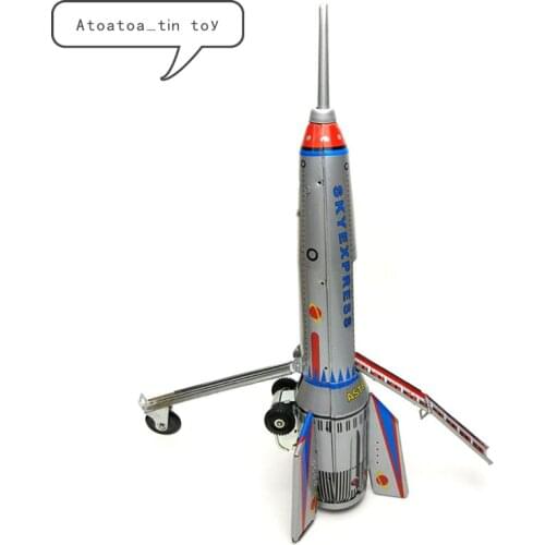 Vintage rocket Collection Tin toys Classic Clockwork Wind Up rocket Model Tin Toys For Adult Kids Collectible Gift