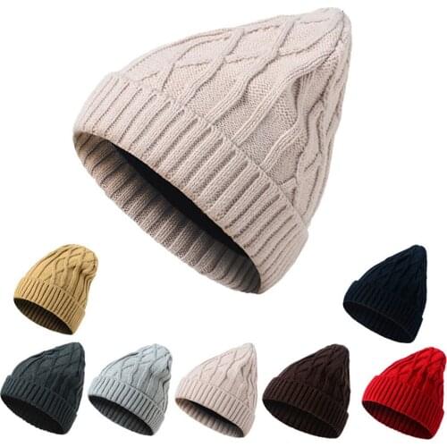 New Style Knitted Beanie Unisex Warm Winter Autumn Solid Color Boys Hat Soft Cross Stripe Hip Hop Hats Men Women Skull Cap