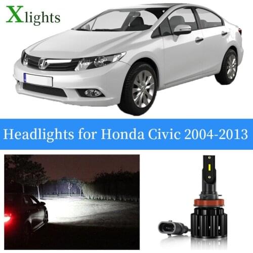 Xlights Car Bulbs For Honda Civic 2004 2005 2006 2007 2008 2009 2010 2011 2012 2013 LED Headlight Low High Beam Auto Light Lamp