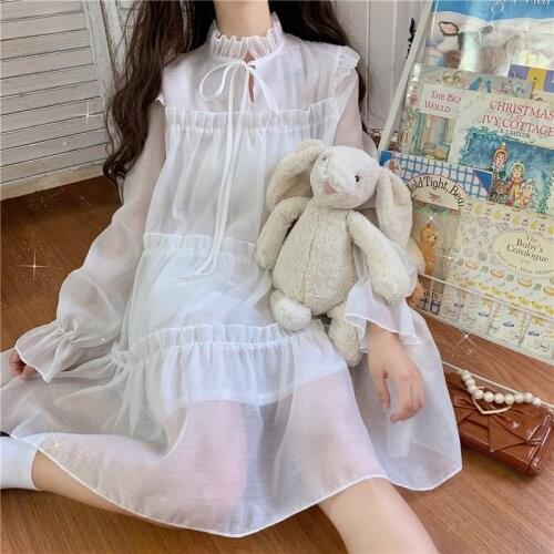 Japanese Soft Girl Lolita Dress Gothic Loli Maid Outfit Cos Dresses Sweet Kawaii Bow Tulle Patchwork Suspender Women Cute Dress