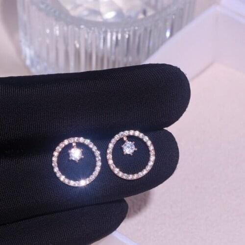 High Quality AAA Zircon Crystal Stud Earrings for Women Trendy Simple Geometric Round Stud Earrings Weddings Party Jewelry Gifts