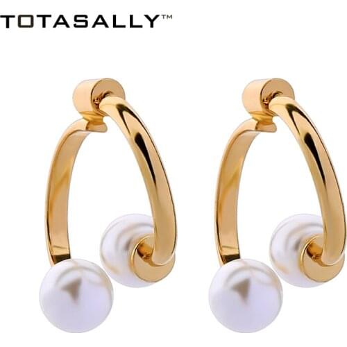 TOTASALLY Fashion Simple geometric designs Simulated Pearl stud Earrings Womens Statement gift Earrings Jewelry for party show