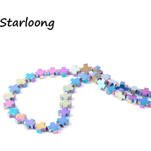 10*10*4mm Matt Multi-color Cross Loose Spacer Strand Hematite Beads for DIY Jewelry Making Necklace Bracelet