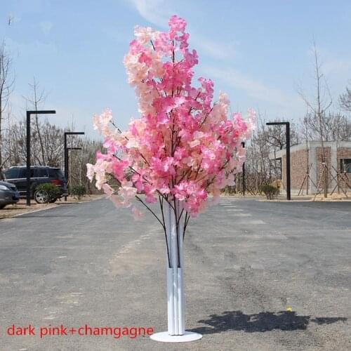 10Pcs/lot Colorful Artificial Cherry Blossom Tree Roman Column Road Leads Wedding Mall Opened Props Iron Art Flower Doors