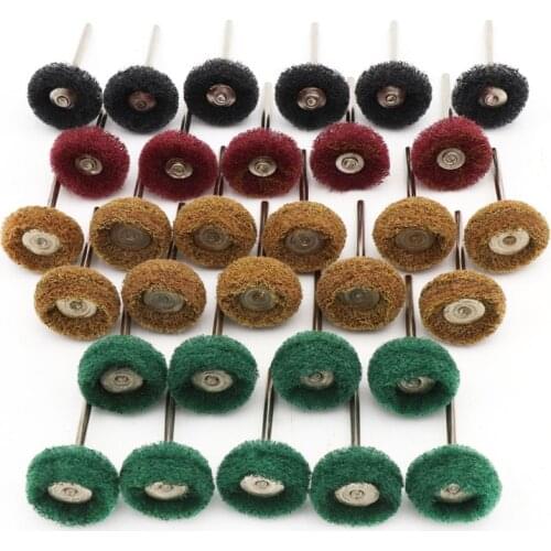 10pcs 3.0mm Mini Brush Scouring Pad Abrasive Wheel Nylon Fiber Grinding Sanding Head Buffing Polishing Wheel 1"25mm For Dremel