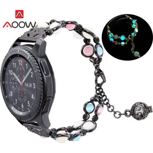 20mm 22mm Luminous Agate Strap for Samsung Galaxy Watch3 Active2 42mm 46mm S2 S3 Huawei Watch GT 2 Jewelry Elastic Bracelet Band