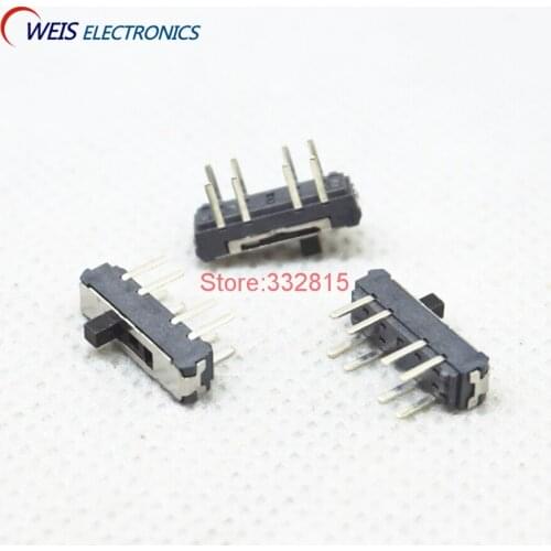 200PCS MSS23D18 MSS-23D18 8PIN 2P3T DPTT toggle switch side slide switches handle 4mm ROHS Free shipping D