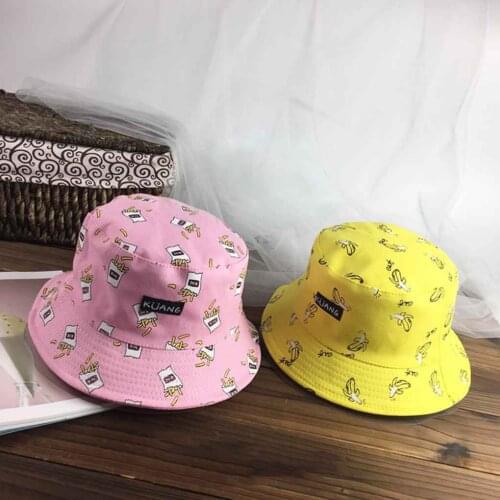 2020 Bucket Hat FisherVintage Banana Chips Canvas Hat Printed Sun Hat For Women