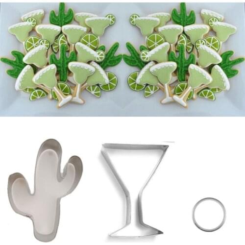 3pcs patisserie reposteria Baking Beach Cactus Lemon Cocktail Moldes Metal Cookie Cutter Biscuit Pastry Fondant Cake Decor Tool