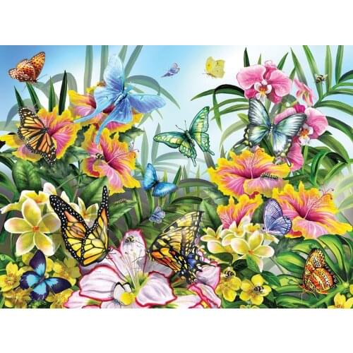 Jmine Div 5D Garden Flower Butterfly Full Diamond Painting cross stitch kits art High Quality Floral 3D paint by diamonds
