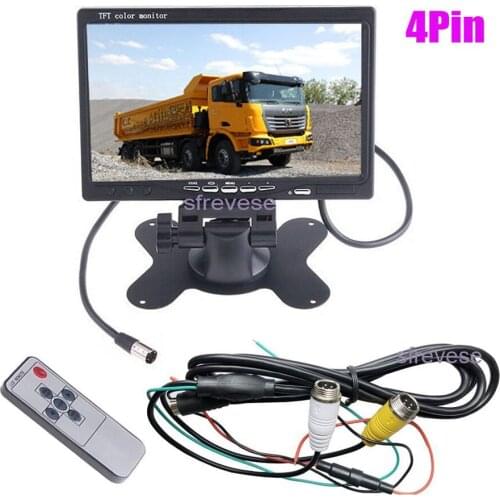 4Pin 7" TFT LCD Car Rear View Screen Monitor 2 channel Video Input For Bus Truck Parking Reversing Backup Camera 12V-24V