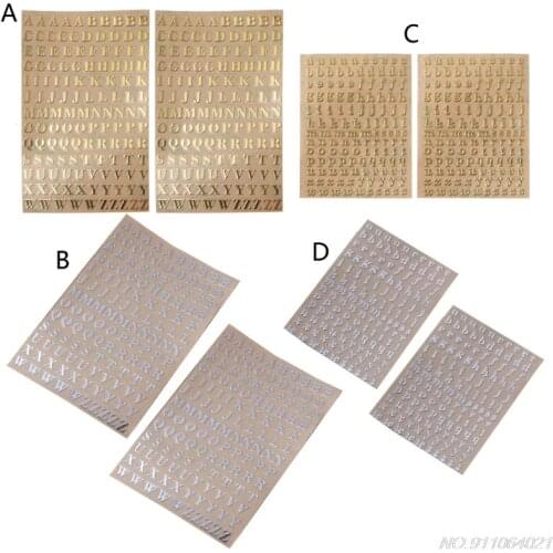 FreeShip 2Sheets Metal Alphabet Stickers Uppercase Letter Lower Case Letters Stickers Self Adhesive 26 Letters Stickers Dropship