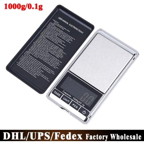 Free DHL Fedex 100pcs/lot Weight Scales 1000*0.1g Mini Digital Scale Portable Electronic LCD Pocket Digital Jewelry Diamond