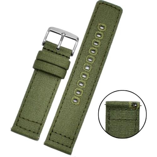 Double-sided nylon watchband for brand wristwatches band quick release canvas strap 18mm 20mm 22mm black khaki armygreen