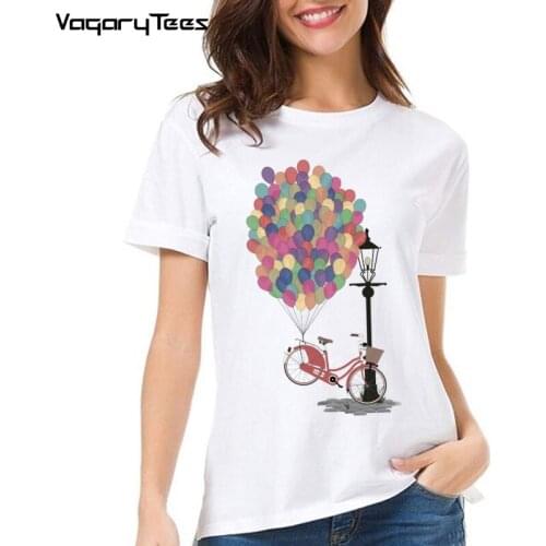Love to Ride my Bike with Balloons even if its no Cool Funny Print White Hip Hop Harajuku Girls Creative T-shirt Fashion Cute