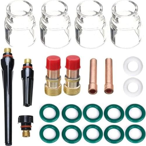 23pcs Gas Lens+#12 Pyrex Glass Cup Easy Use Practical Accessories Welding Torch Kit Argon Arc Tool For WP TIG 17/18/26