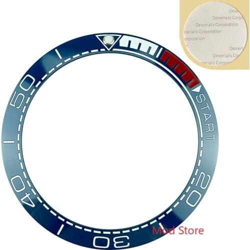 HQ 38mm Blue White Printing Ceramic Bezel Insert Fit Sea Master SKX Americas Cup Watches Replace Accessories Luminous Pip