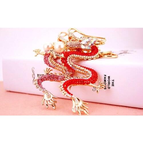 Crystal Mystic Dragon Charms Keychains Rhinestone Animal KeyRings Chains Cool Jewelry Gifts Women Men Accessories Pendants