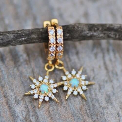 Dainty Star Earrings Gold Hoop Earrings Charm Cubic Zirconia Earrings for Women Girl Party Jewelry Bijoux Wholesale