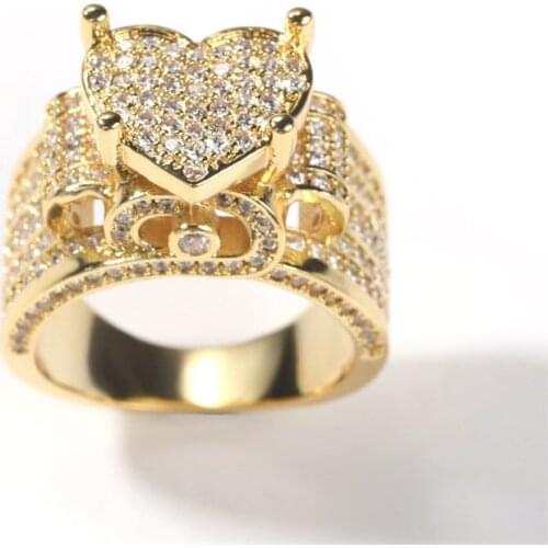 Iced Out Heart Rings Micro Pave Cubic Zircon Love Rings For Men Women Fashion Hip Hop Jewelry Gift