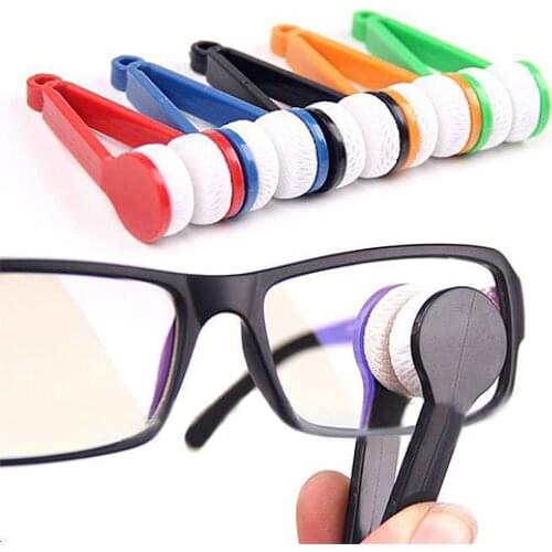 Mini Portable Glasses Eyeglasses Sunglasses Spectacles Microfiber Cleaner Brush
