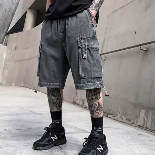 2021 New Arrival Sale Top Fashion Mid Short Summer Pants Youth Jeans Mens Cotton Elastic Waist Print Loose Pockets Shorts Men