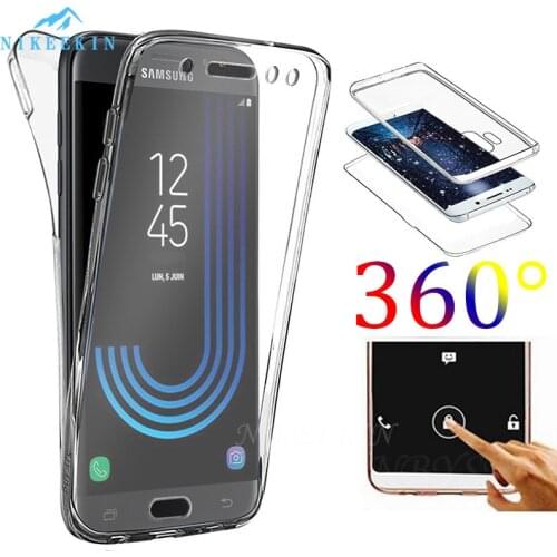 360 Double Soft TPU Silicon Bumper Phone Case For Samsung A6 A8 J4 J6 Plus A7 A9 J8 2018 J2 J5 J7 Prime J3 Full Body Clear Cover