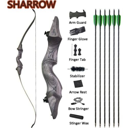 60" Takedown Recurve Bow Arrow Set With 6pcs Carbon Arrows 30-60lbs Hunting Bows Accessories Kits For Outdoor Hunting Archery