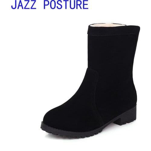 2020 new bare boots fashion wild snow boots with a back zip, keep warm Large size q369