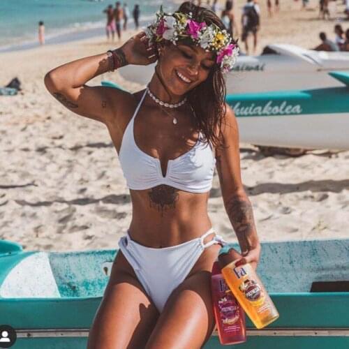 New 2021 Solid Sexy Female Swimsuit Two Piece Set Swimwear Push Up Halter Bikini Set Women Bathing Suit V-Neck Biquini Beachwear