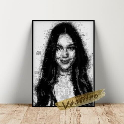 Olivia Rodrigo Famous Singer Black And White Poster Movie Star Wall Art Actress Vintage Art Prints Fans Collection Home Decor