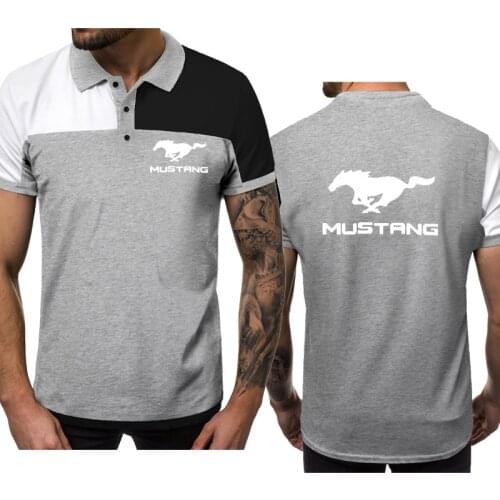 Summer Casual Mens POLO shirt Mustang Car Logo Printing Fashion short sleeve Cotton High Quality Mens short sleeve