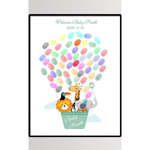 DIY Lion/Zebra/Giraffe Fingerprint Signature Guest Book Cavas Painting For Kids Birthday Baby Shower Baptism Party Decoration